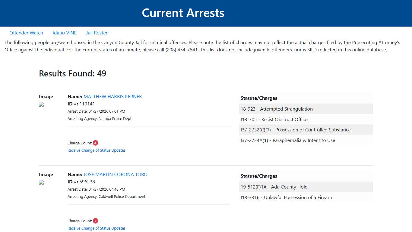 Current Arrests